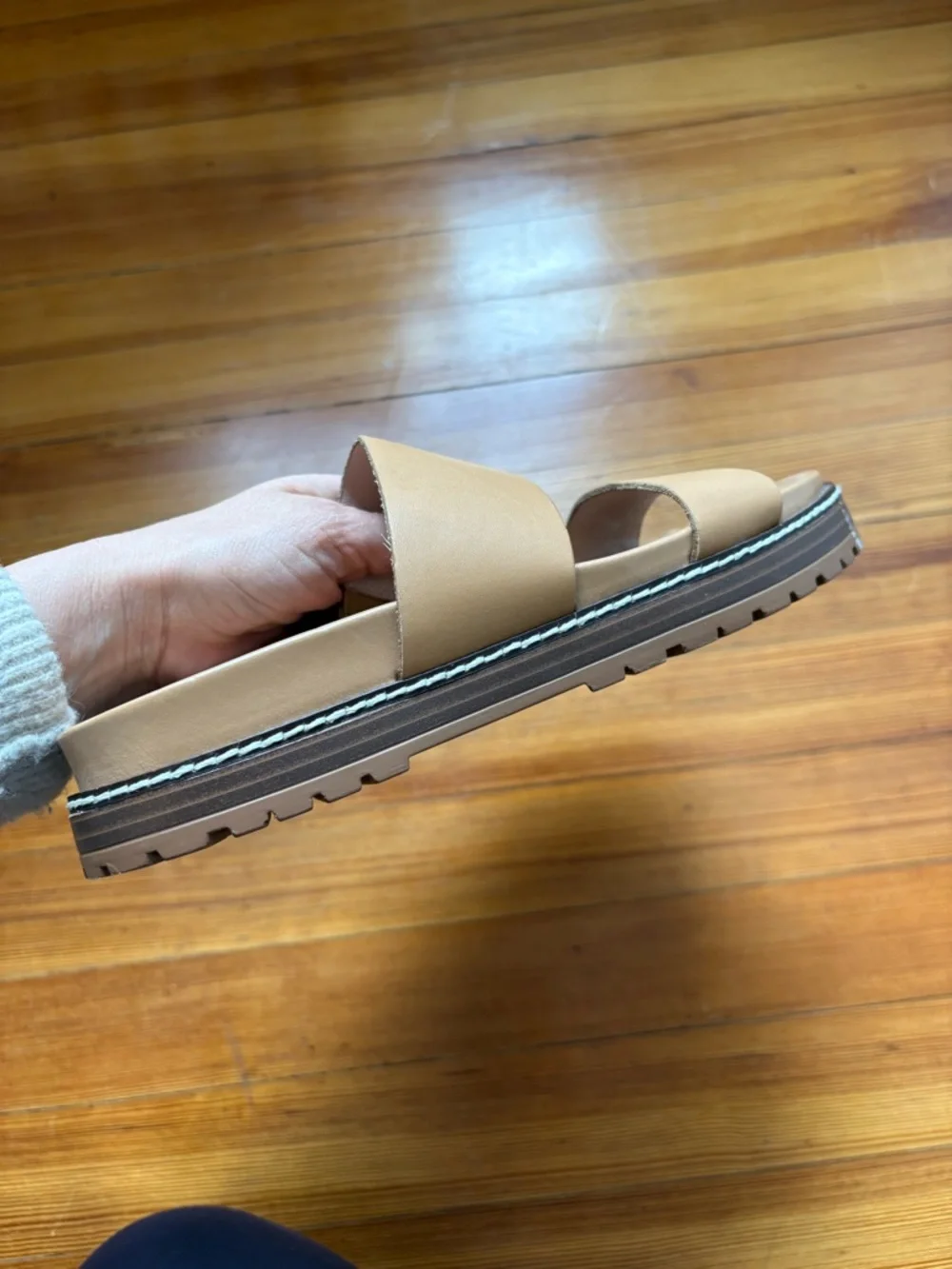 NEW Madewell | Double-Strap Slide Sandal in Tan-Cognac Leather | 7.5 - Picture 6 of 9